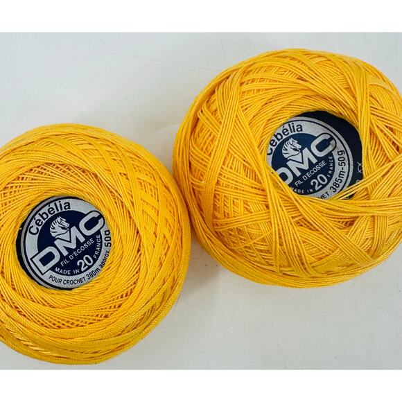 DMC Cebelia Crochet 167G 100% Mercerized Cotton Size 20 MED YELLOW 743 (2) Balls - Picture 1 of 4